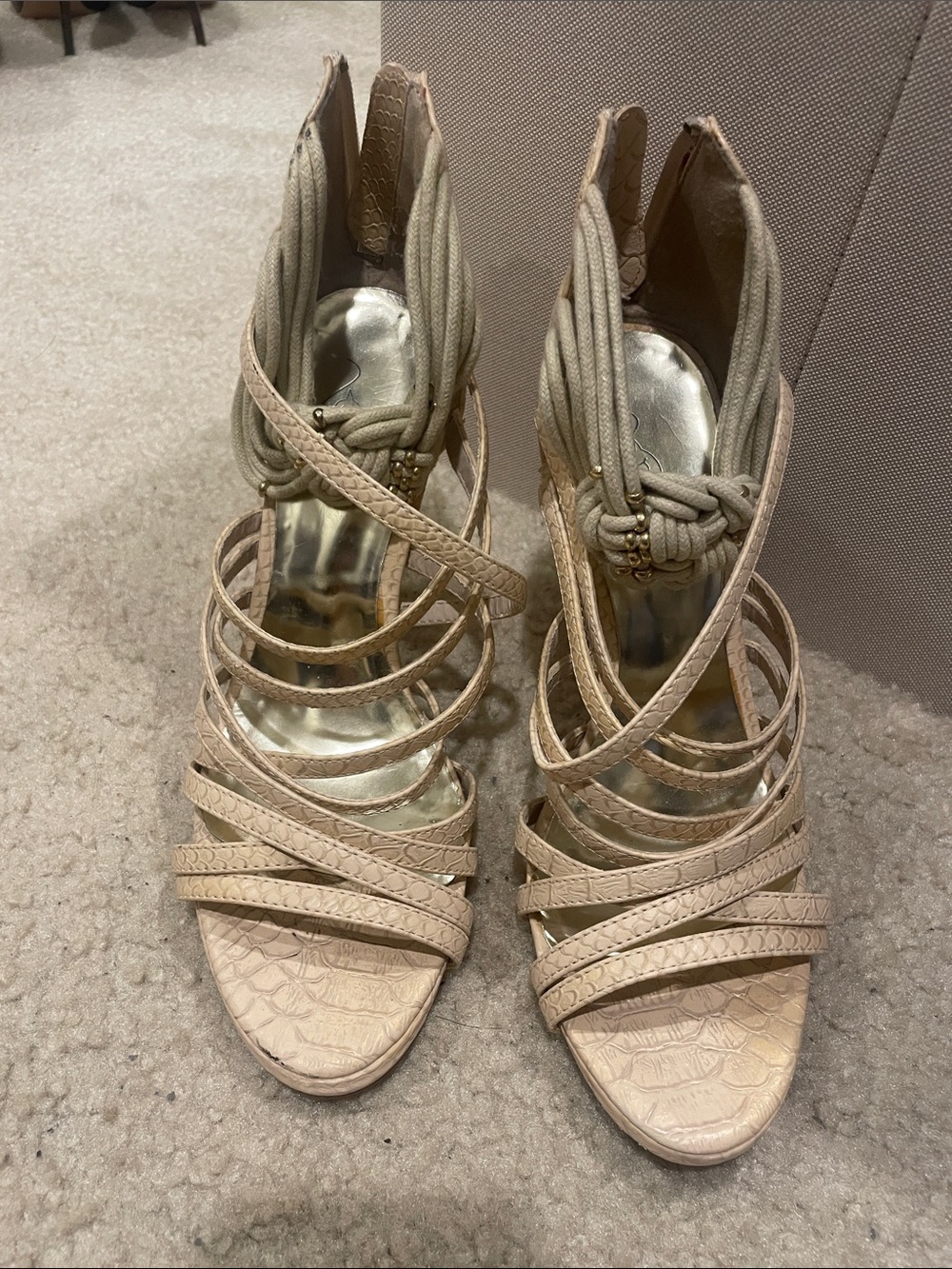 Baby Phat Nude Strappy High Heel Sandals